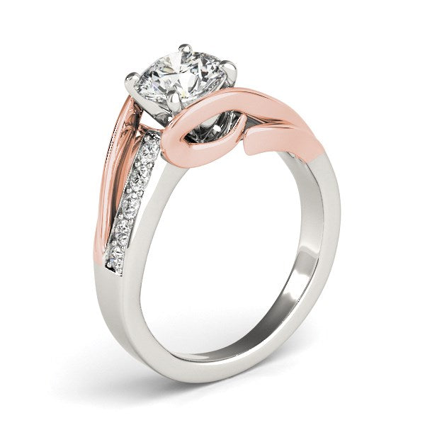 14k White And Rose Gold Bypass Shank Diamond Engagement Ring (1 1/8 cttw) RCJ Rings CELESTIA LUXE JEWELLERS