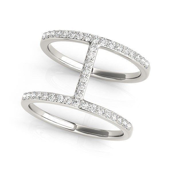 14k White Gold Dual Band Bridge Style Diamond Ring (3/8 cttw) RCJ Rings CELESTIA LUXE JEWELLERS