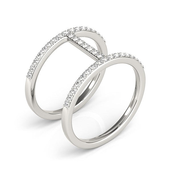 14k White Gold Dual Band Bridge Style Diamond Ring (3/8 cttw) RCJ Rings CELESTIA LUXE JEWELLERS