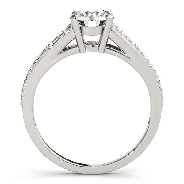 14k White Gold Antique Tapered Shank Diamond Engagement Ring (1 3/8 cttw) RCJ Rings CELESTIA LUXE JEWELLERS