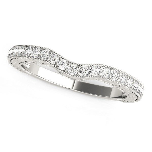 14k White Gold Antique Style Milgrained Curved Diamond Ring (1/4 cttw) RCJ Rings CELESTIA LUXE JEWELLERS