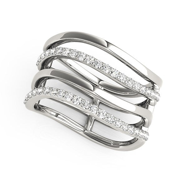 14k White Gold Multiple Band Design Ring with Diamonds (3/8 cttw) RCJ Rings CELESTIA LUXE JEWELLERS