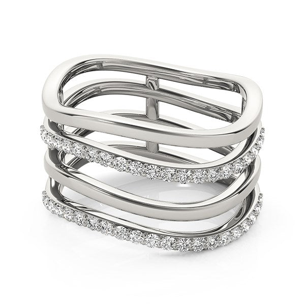 14k White Gold Multiple Band Design Ring with Diamonds (3/8 cttw) RCJ Rings CELESTIA LUXE JEWELLERS