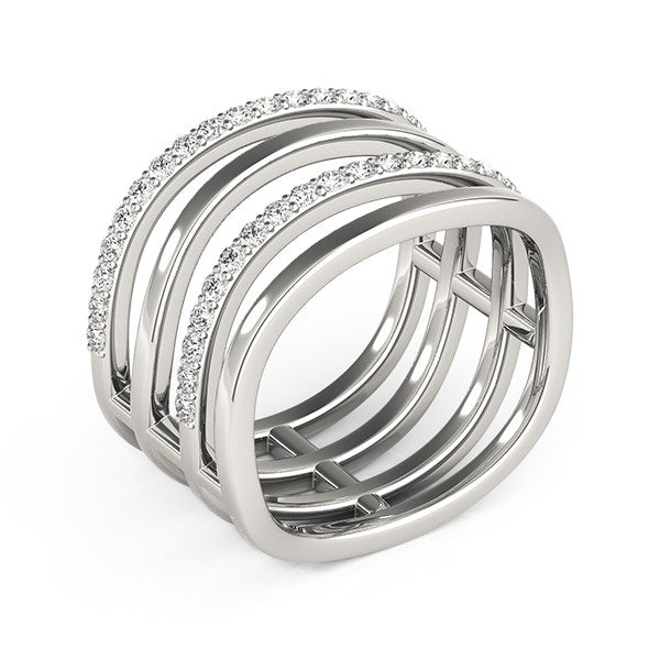 14k White Gold Multiple Band Design Ring with Diamonds (3/8 cttw) RCJ Rings CELESTIA LUXE JEWELLERS