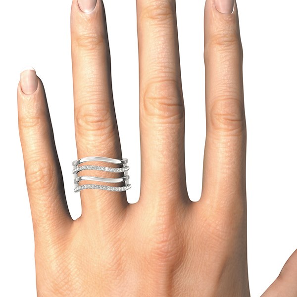 14k White Gold Multiple Band Design Ring with Diamonds (3/8 cttw) RCJ Rings CELESTIA LUXE JEWELLERS