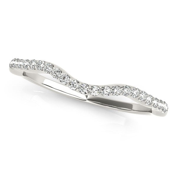 14k White Gold Curvy Style Wedding Ring with Round Diamonds (1/8 cttw) RCJ Rings CELESTIA LUXE JEWELLERS