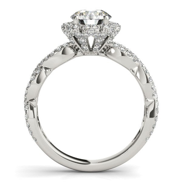 14k White Gold Flower Motif Split Shank Diamond Engagement Ring (1 5/8 cttw) RCJ Rings CELESTIA LUXE JEWELLERS