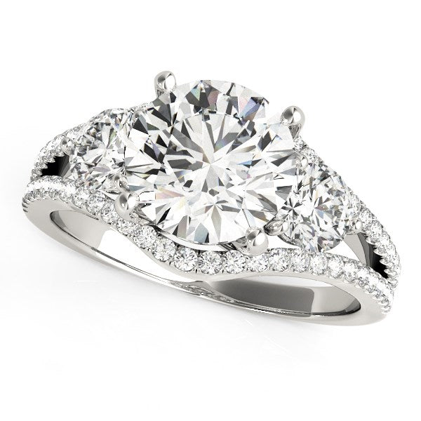 14k White Gold 3 Stone Split Pave Shank Diamond Engagement Ring (2 3/4 cttw) RCJ Rings CELESTIA LUXE JEWELLERS