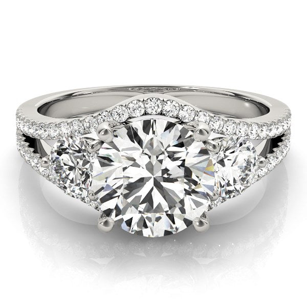 14k White Gold 3 Stone Split Pave Shank Diamond Engagement Ring (2 3/4 cttw) RCJ Rings CELESTIA LUXE JEWELLERS