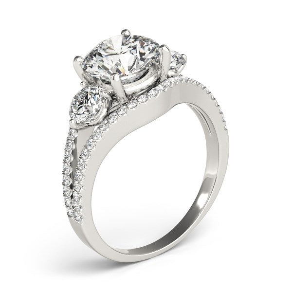 14k White Gold 3 Stone Split Pave Shank Diamond Engagement Ring (2 3/4 cttw) RCJ Rings CELESTIA LUXE JEWELLERS