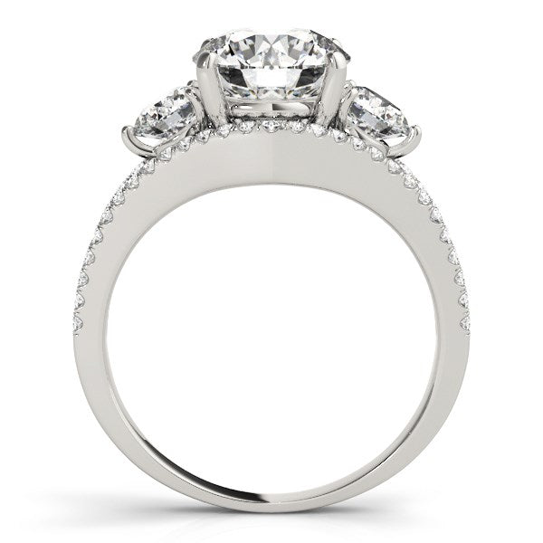 14k White Gold 3 Stone Split Pave Shank Diamond Engagement Ring (2 3/4 cttw) RCJ Rings CELESTIA LUXE JEWELLERS