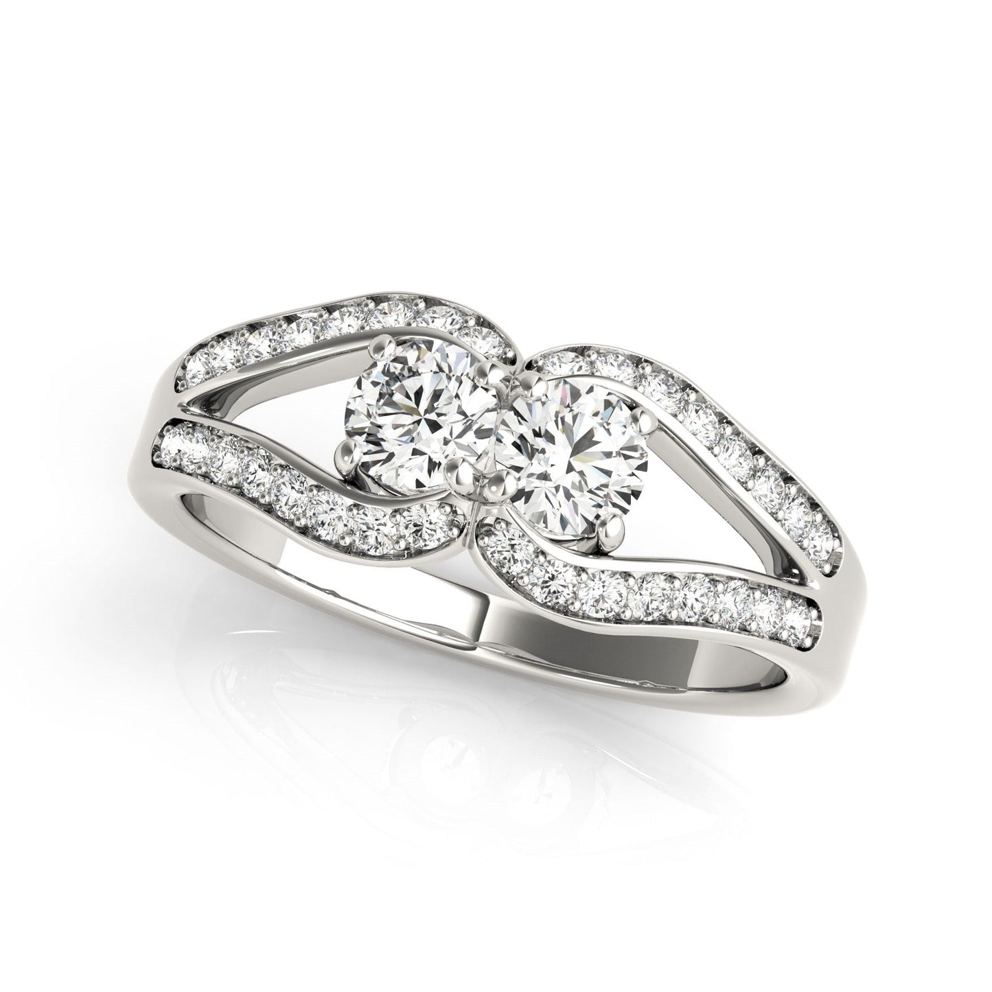 Two Stone Split Shank Design Diamond Ring in 14k White Gold (3/4 cttw) RCJ Rings CELESTIA LUXE JEWELLERS