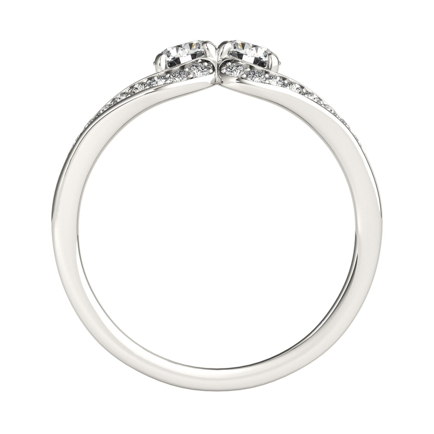 Two Stone Split Shank Design Diamond Ring in 14k White Gold (3/4 cttw) RCJ Rings CELESTIA LUXE JEWELLERS