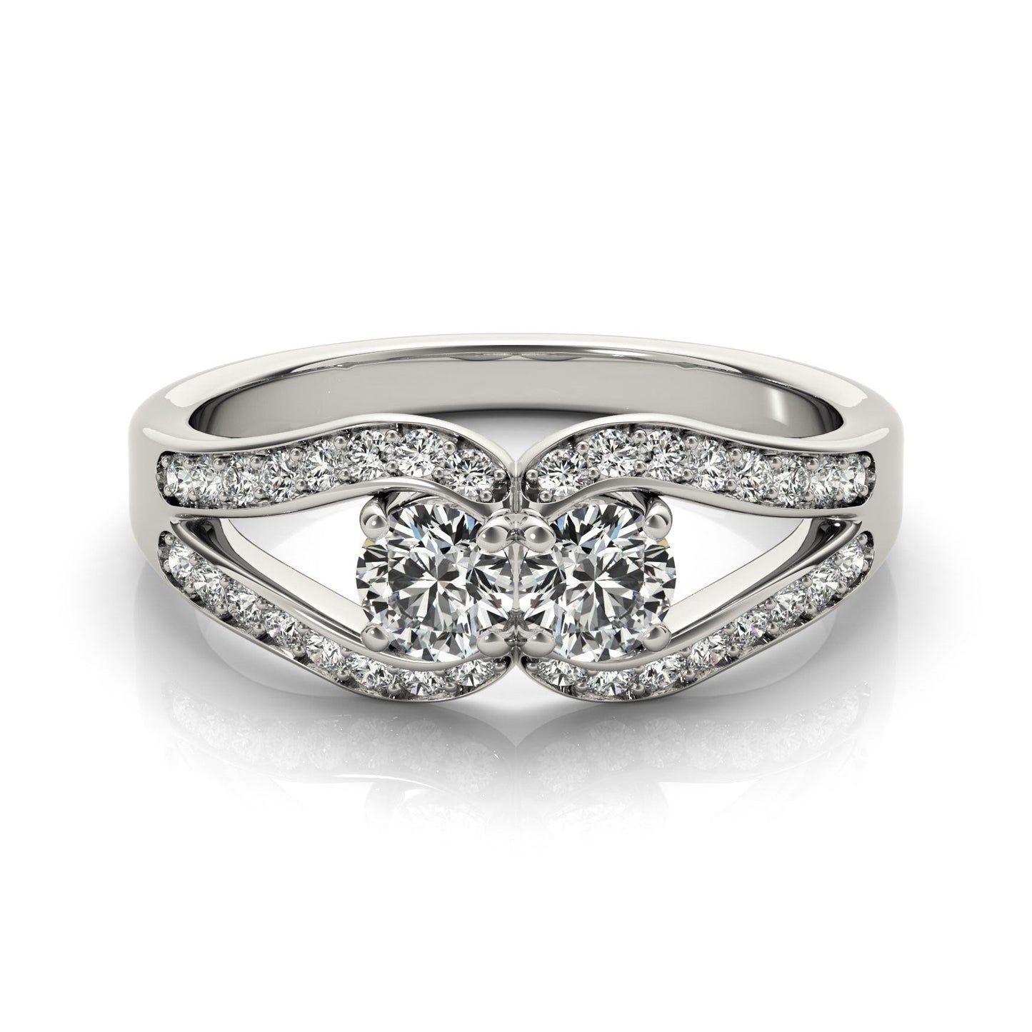 Two Stone Split Shank Design Diamond Ring in 14k White Gold (3/4 cttw) RCJ Rings CELESTIA LUXE JEWELLERS