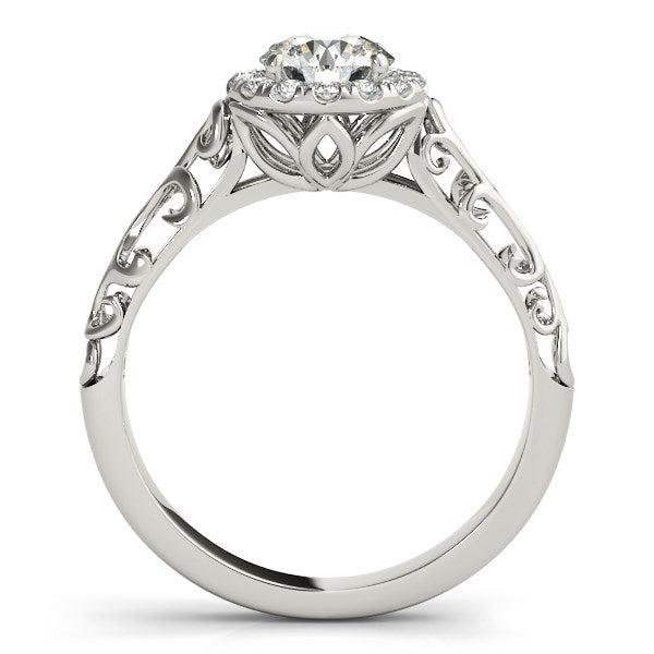 14k White Gold Halo Antique Style Round Diamond Engagement Ring (5/8 cttw) RCJ Rings CELESTIA LUXE JEWELLERS