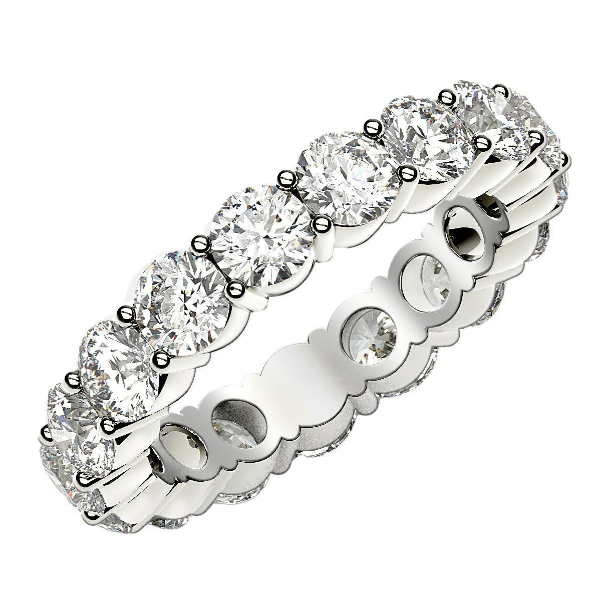 Round Cut Lab Grown Diamond Eternity Ring in 14k White Gold (3 cttw FG/VS2) RCJ Rings CELESTIA LUXE JEWELLERS