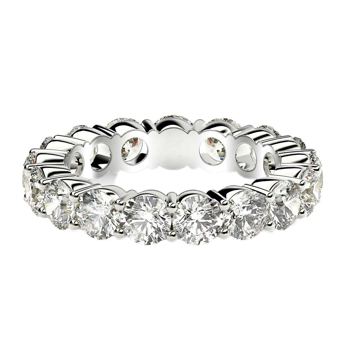 Round Cut Lab Grown Diamond Eternity Ring in 14k White Gold (3 cttw FG/VS2) RCJ Rings CELESTIA LUXE JEWELLERS