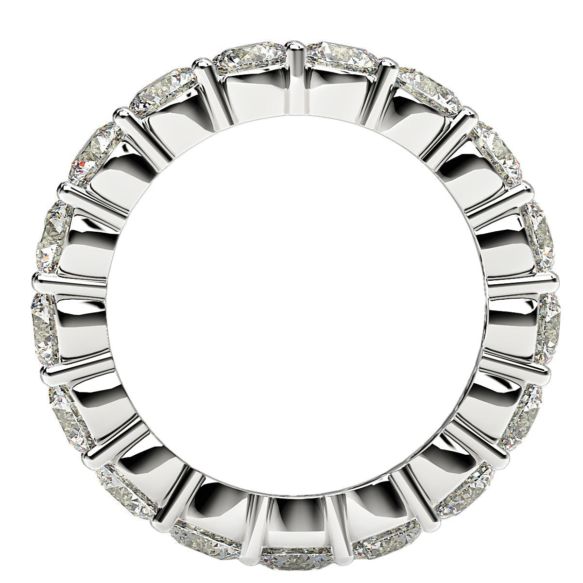 Round Cut Lab Grown Diamond Eternity Ring in 14k White Gold (3 cttw FG/VS2) RCJ Rings CELESTIA LUXE JEWELLERS