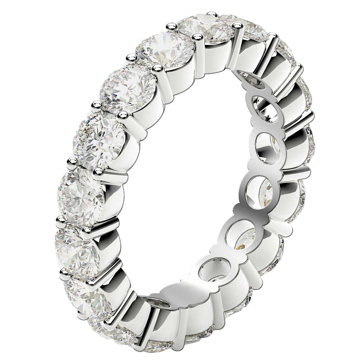 Round Cut Lab Grown Diamond Eternity Ring in 14k White Gold (3 cttw FG/VS2) RCJ Rings CELESTIA LUXE JEWELLERS