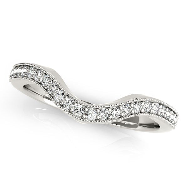 14k White Gold Milgrained Border Curved Diamond Wedding Band (1/5 cttw) RCJ Rings CELESTIA LUXE JEWELLERS
