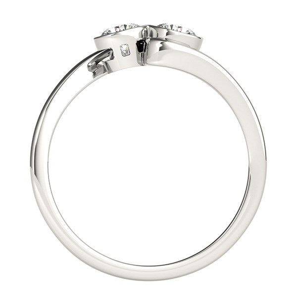 14k White Gold Bezel Set Curved Band Two Stone Diamond Ring (1/2 cttw) RCJ Rings CELESTIA LUXE JEWELLERS