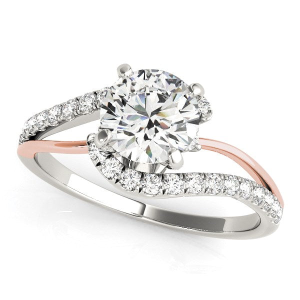 14k White And Rose Gold Bypass Shank Diamond Engagement Ring (1 1/3 cttw) RCJ Rings CELESTIA LUXE JEWELLERS