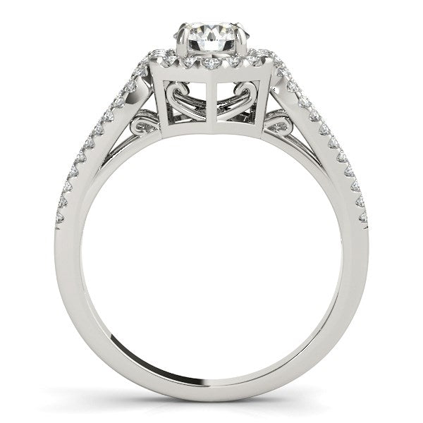 14k White Gold Diamond Engagement Ring with Hexagon Halo Border (7/8 cttw) RCJ Rings CELESTIA LUXE JEWELLERS