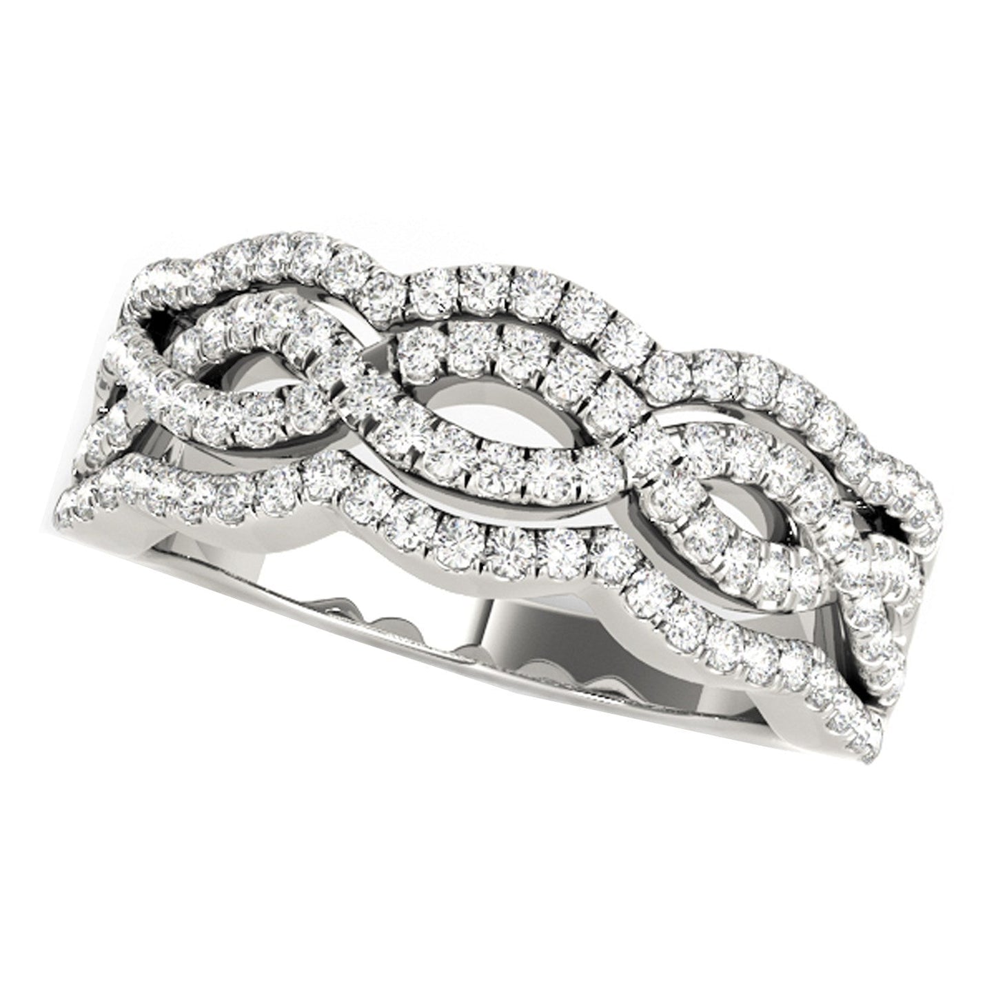 Diamond Studded Ring with Four Curves in 14k White Gold (5/8 cttw) RCJ Rings CELESTIA LUXE JEWELLERS