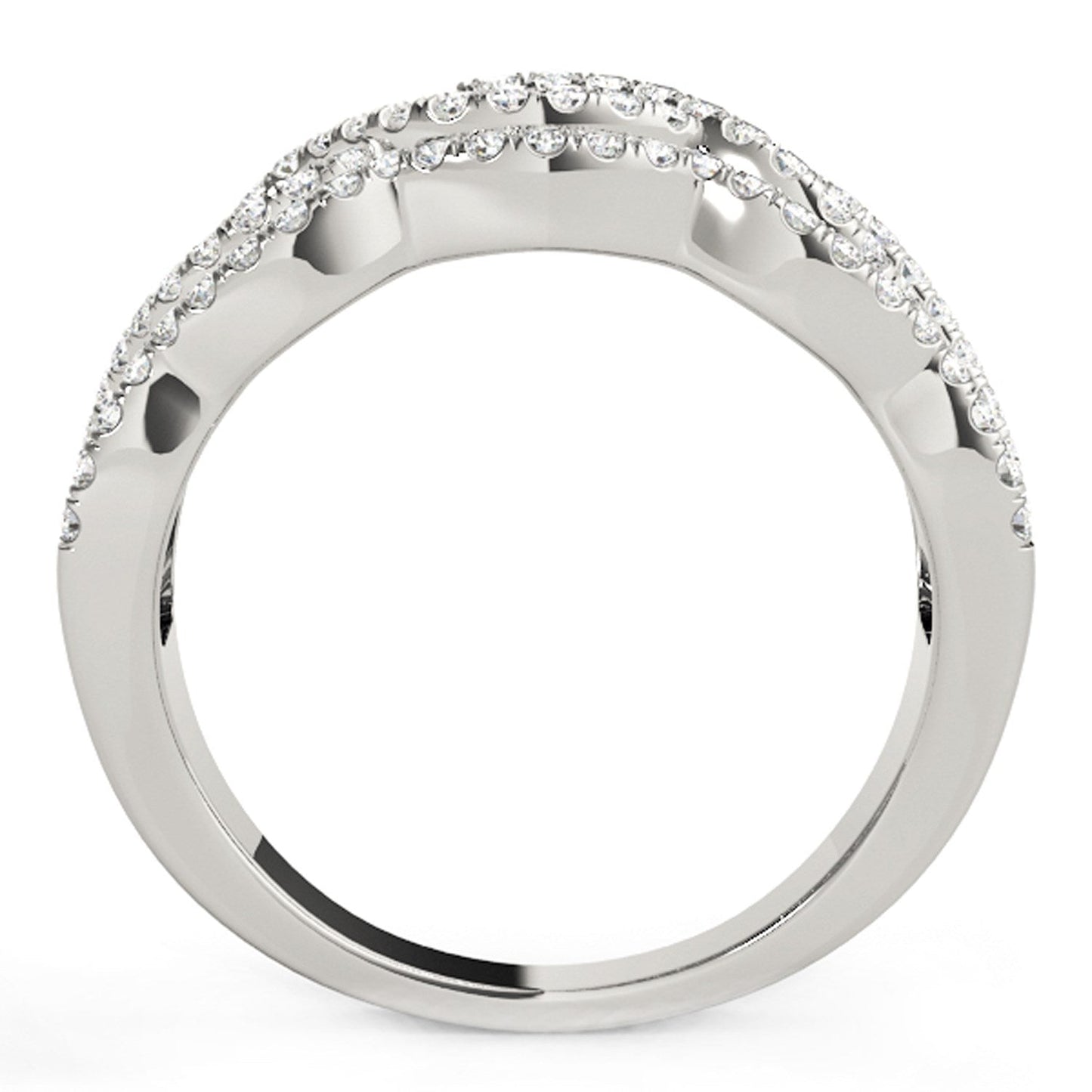 Diamond Studded Ring with Four Curves in 14k White Gold (5/8 cttw) RCJ Rings CELESTIA LUXE JEWELLERS