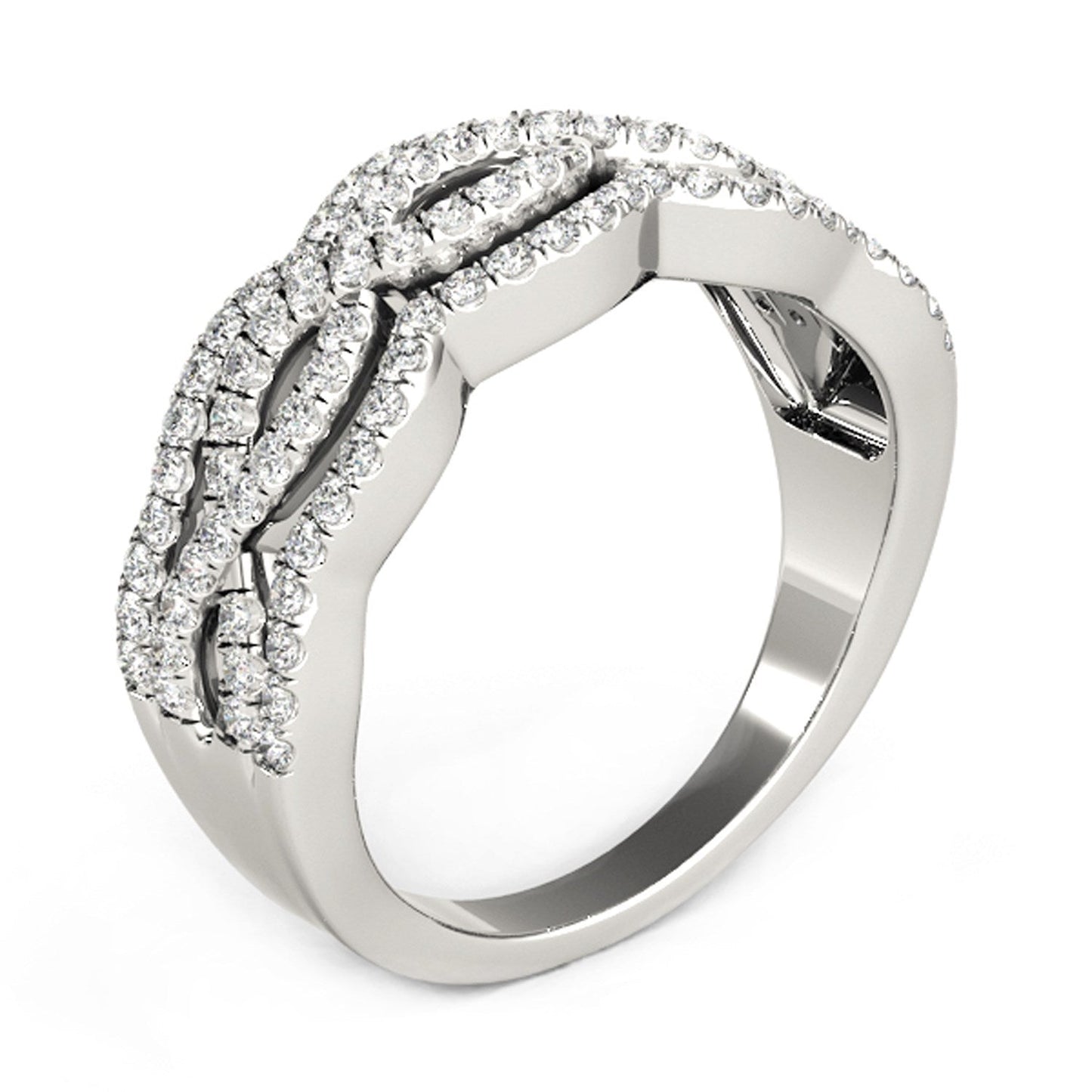 Diamond Studded Ring with Four Curves in 14k White Gold (5/8 cttw) RCJ Rings CELESTIA LUXE JEWELLERS