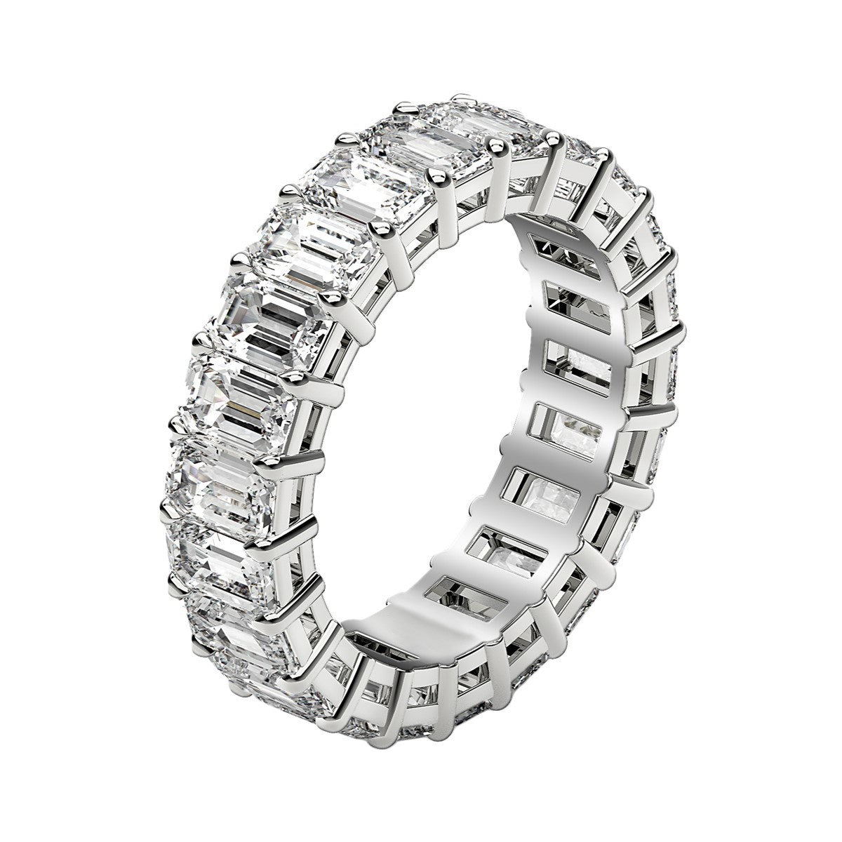 Emerald Cut Lab Grown Diamond Eternity Ring in 14k White Gold (2 cttw FG/VS2) RCJ Rings CELESTIA LUXE JEWELLERS
