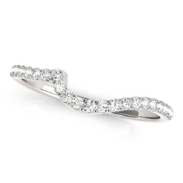 14k White Gold Round Pave Setting Curved Diamond Wedding Ring (1/5 cttw) RCJ Rings CELESTIA LUXE JEWELLERS
