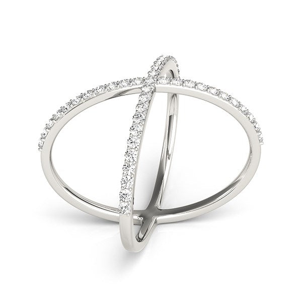 14k White Gold X Style Thin Ring with Diamonds (1/2 cttw) RCJ Rings CELESTIA LUXE JEWELLERS