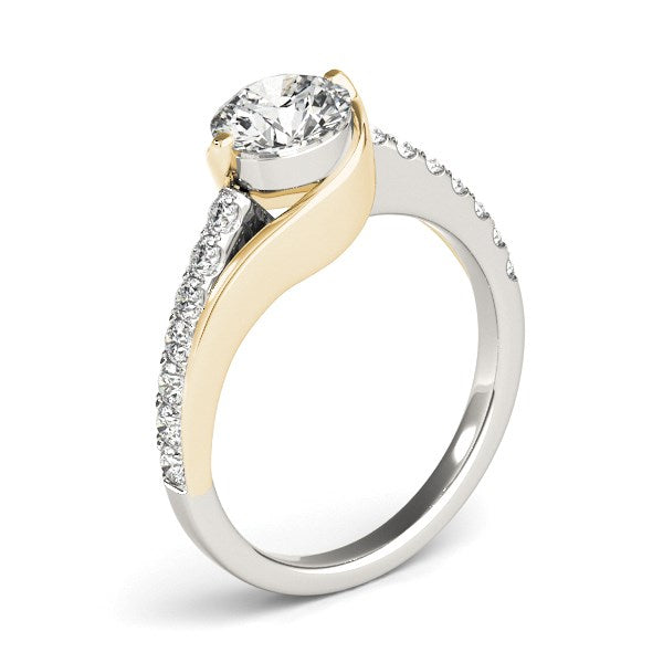 14k Two Tone Gold Split Shank Style Diamond Engagement Ring (1 1/4 cttw) RCJ Rings CELESTIA LUXE JEWELLERS