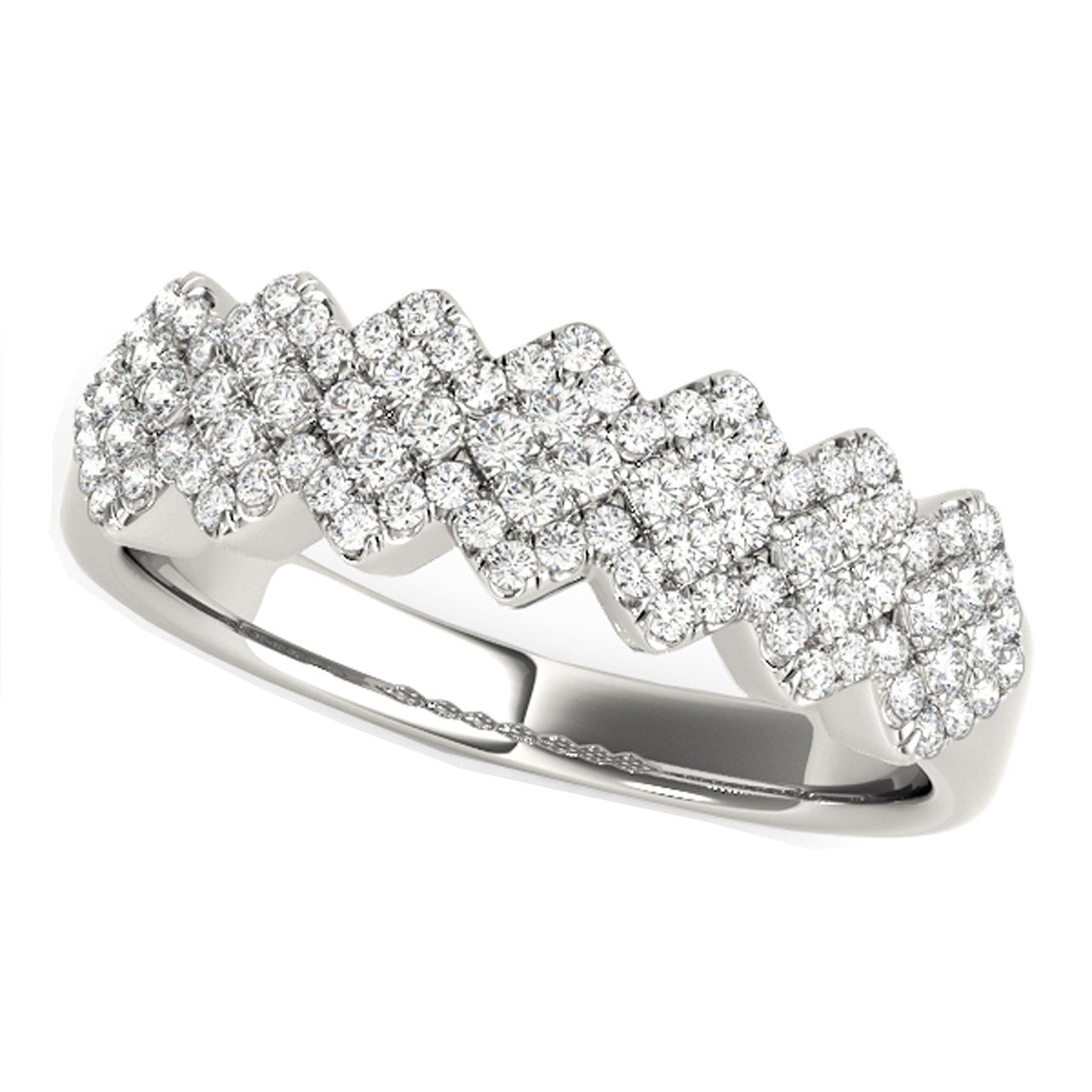 Diamond Studded Wide Multi-Diagonal Pattern Ring in 14k White Gold (5/8 cttw) RCJ Rings CELESTIA LUXE JEWELLERS