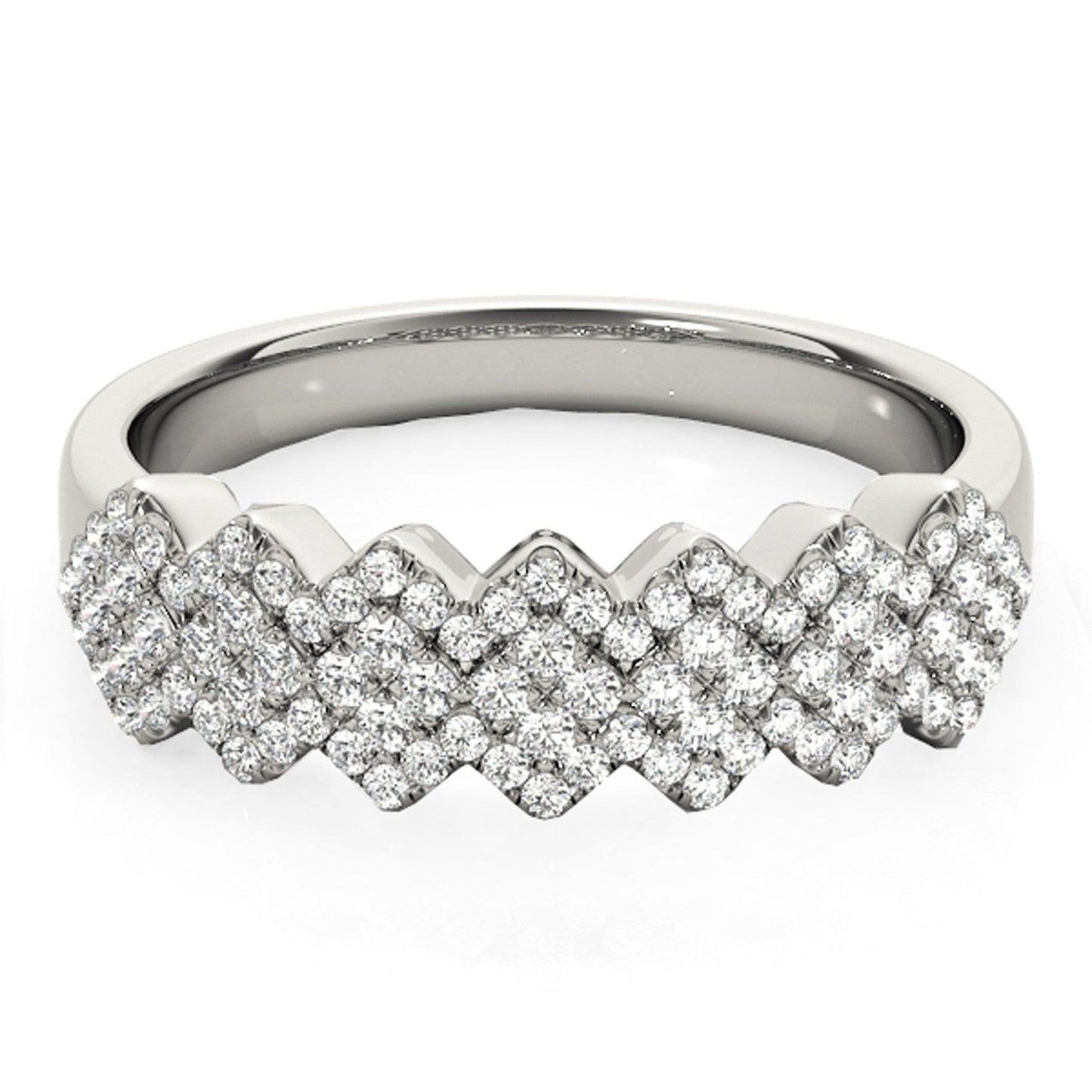 Diamond Studded Wide Multi-Diagonal Pattern Ring in 14k White Gold (5/8 cttw) RCJ Rings CELESTIA LUXE JEWELLERS