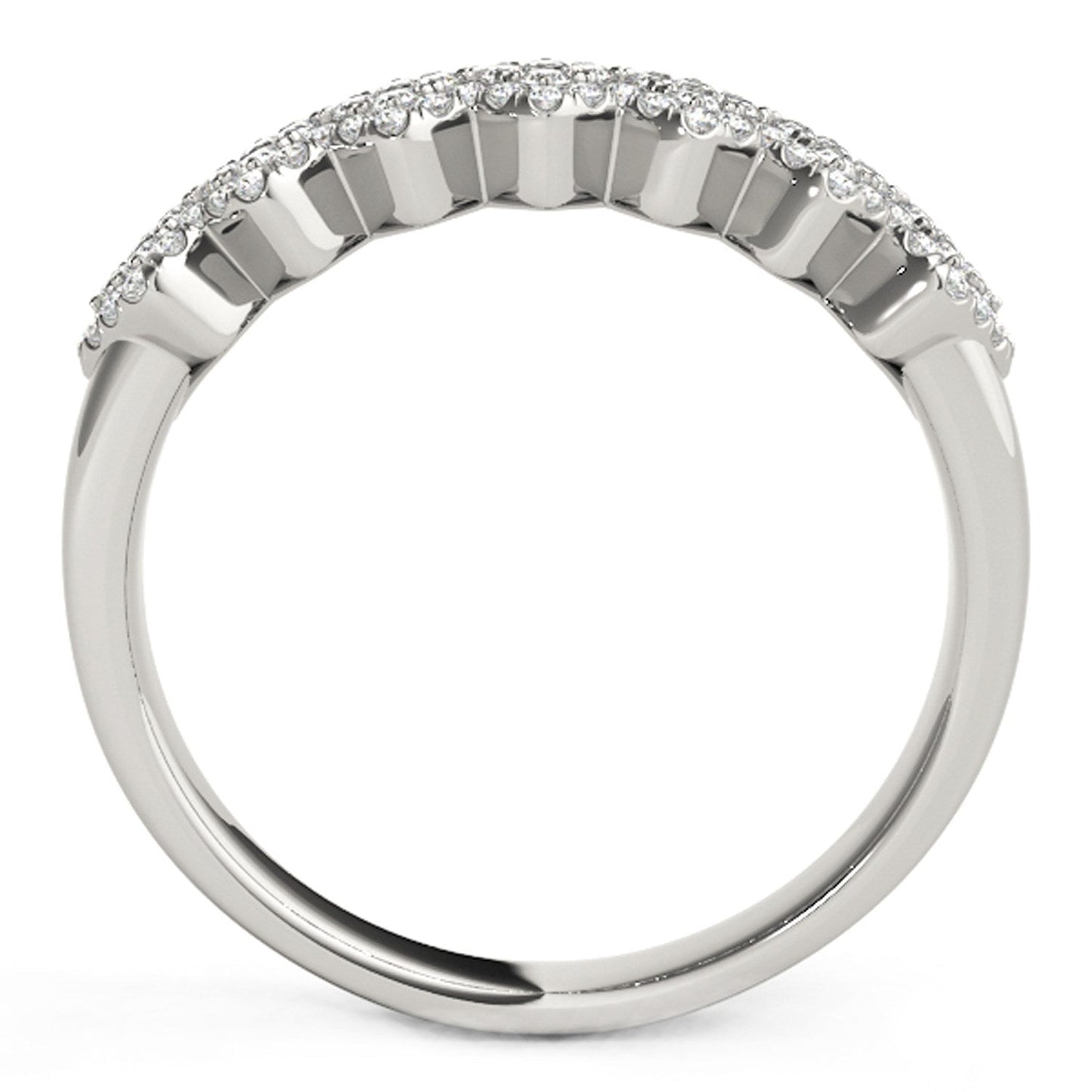 Diamond Studded Wide Multi-Diagonal Pattern Ring in 14k White Gold (5/8 cttw) RCJ Rings CELESTIA LUXE JEWELLERS