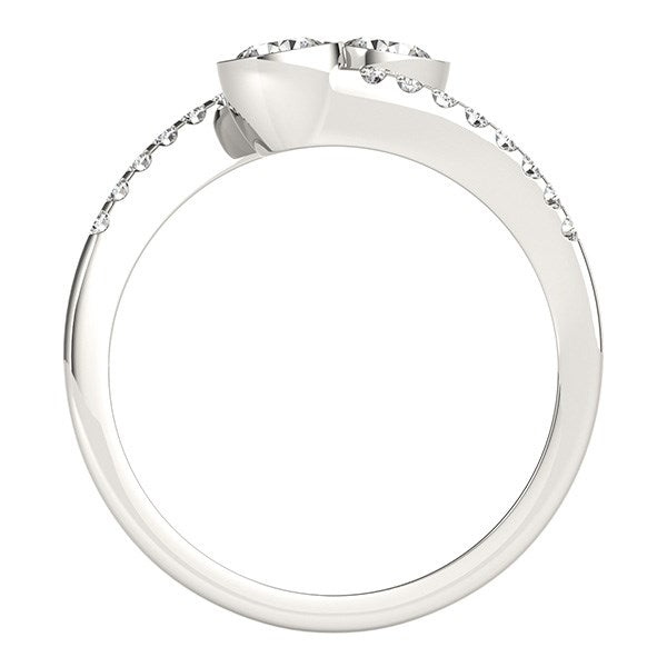 14k White Gold Round Bezel Setting Two Stone Diamond Ring (5/8 cttw) RCJ Rings CELESTIA LUXE JEWELLERS