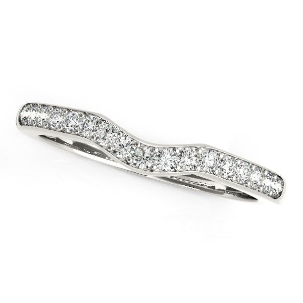 14k White Gold Curved Style Wedding Ring (1/4 cttw) RCJ Rings CELESTIA LUXE JEWELLERS