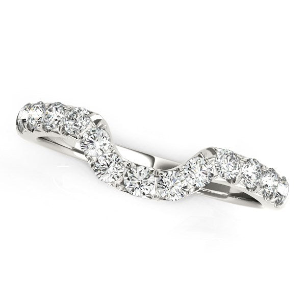 14k White Gold Curved Design Pave Diamond Wedding Ring (1/6 cttw) RCJ Rings CELESTIA LUXE JEWELLERS