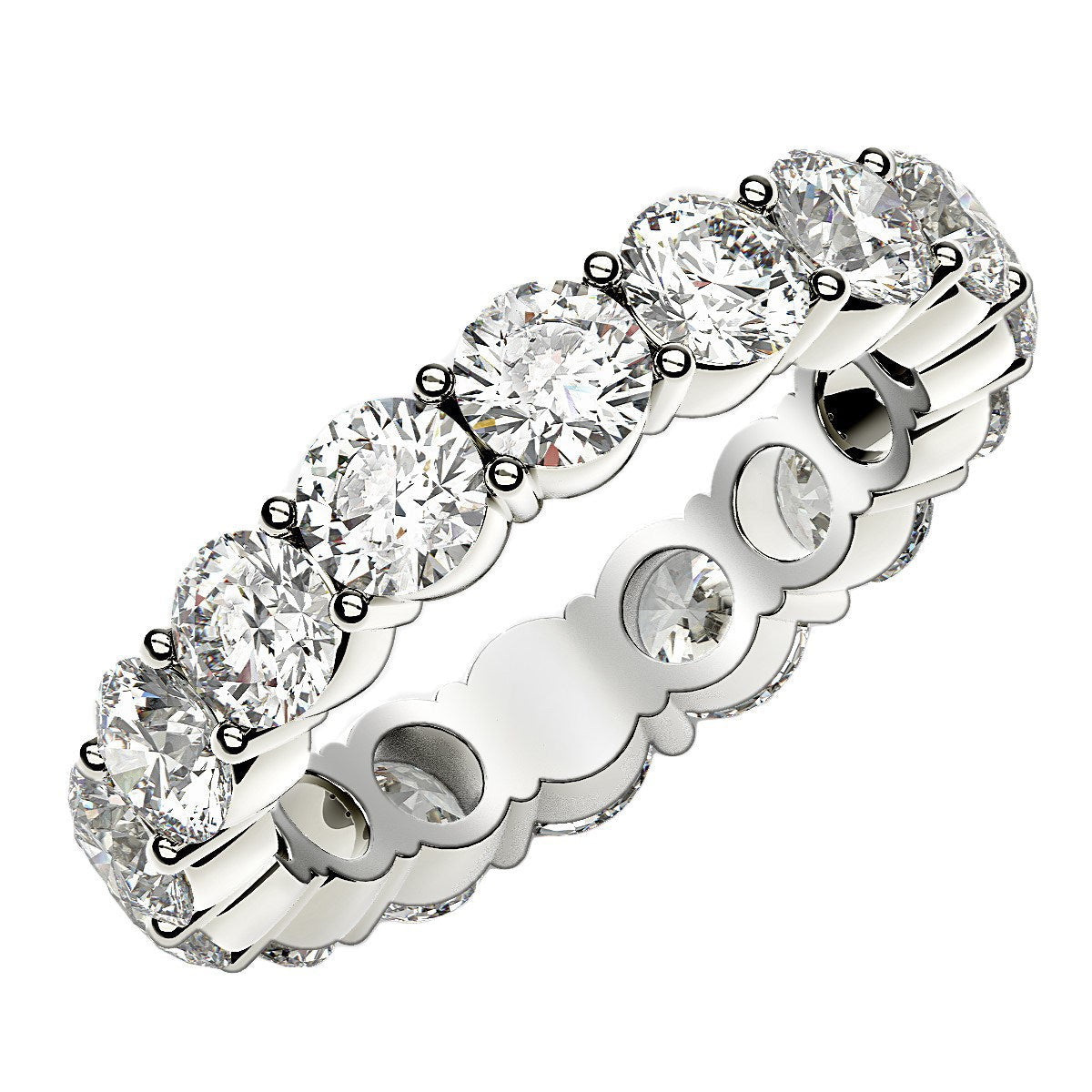 Round Cut Lab Grown Diamond Eternity Ring in 14k White Gold (4 cttw FG/VS2) RCJ Rings CELESTIA LUXE JEWELLERS