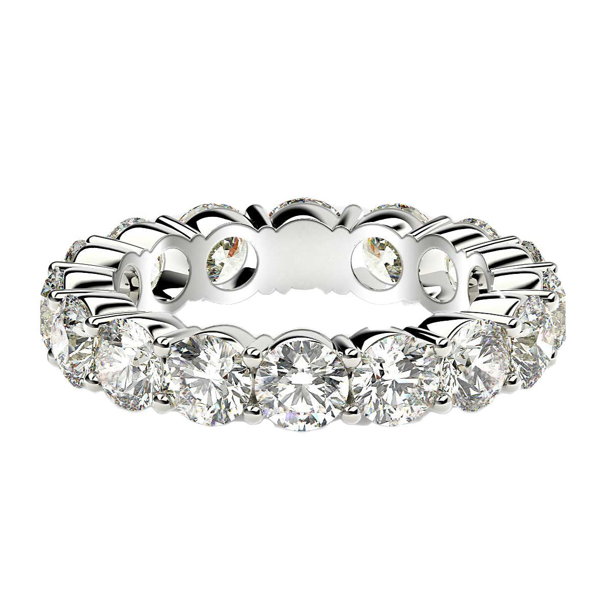 Round Cut Lab Grown Diamond Eternity Ring in 14k White Gold (4 cttw FG/VS2) RCJ Rings CELESTIA LUXE JEWELLERS