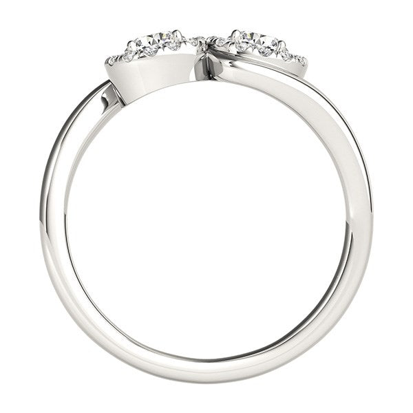 14k White Gold Halo Set Round Two Stone Diamond Ring (3/8 cttw) RCJ Rings CELESTIA LUXE JEWELLERS