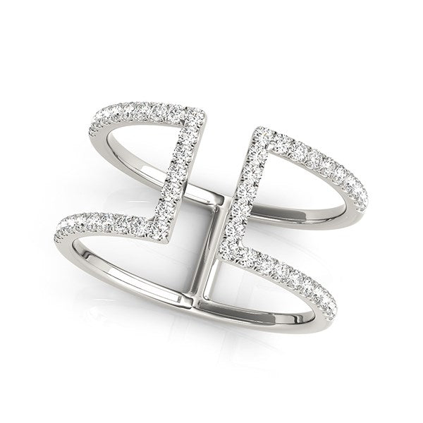 14k White Gold Modern Dual Band Style Diamond Ring (1/2 cttw) RCJ Rings CELESTIA LUXE JEWELLERS