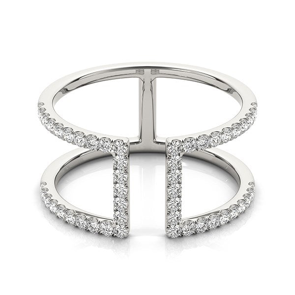 14k White Gold Modern Dual Band Style Diamond Ring (1/2 cttw) RCJ Rings CELESTIA LUXE JEWELLERS