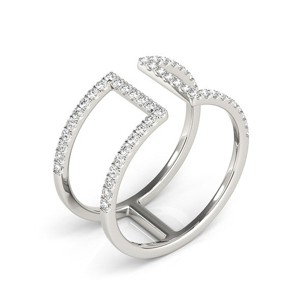 14k White Gold Modern Dual Band Style Diamond Ring (1/2 cttw) RCJ Rings CELESTIA LUXE JEWELLERS