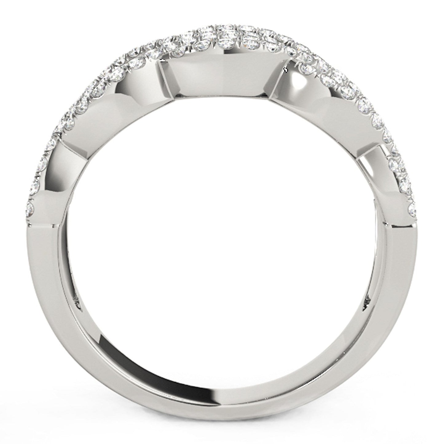 Diamond Studded Double Interlocking Waves Ring in 14k White Gold (5/8 cttw) RCJ Rings CELESTIA LUXE JEWELLERS