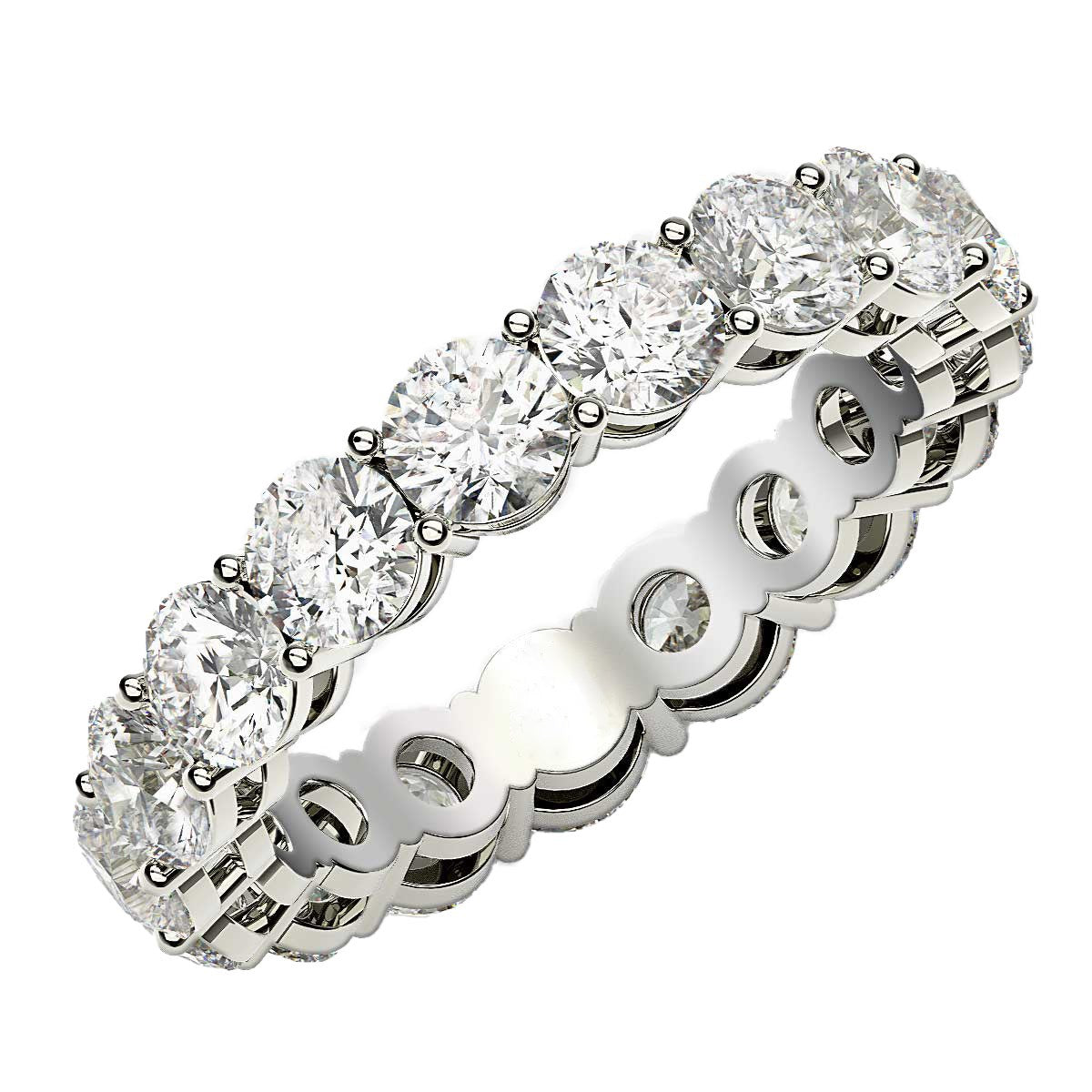 Round Cut Lab Grown Diamond Eternity Ring in 14k White Gold (3 cttw FG/VS2) RCJ Rings CELESTIA LUXE JEWELLERS