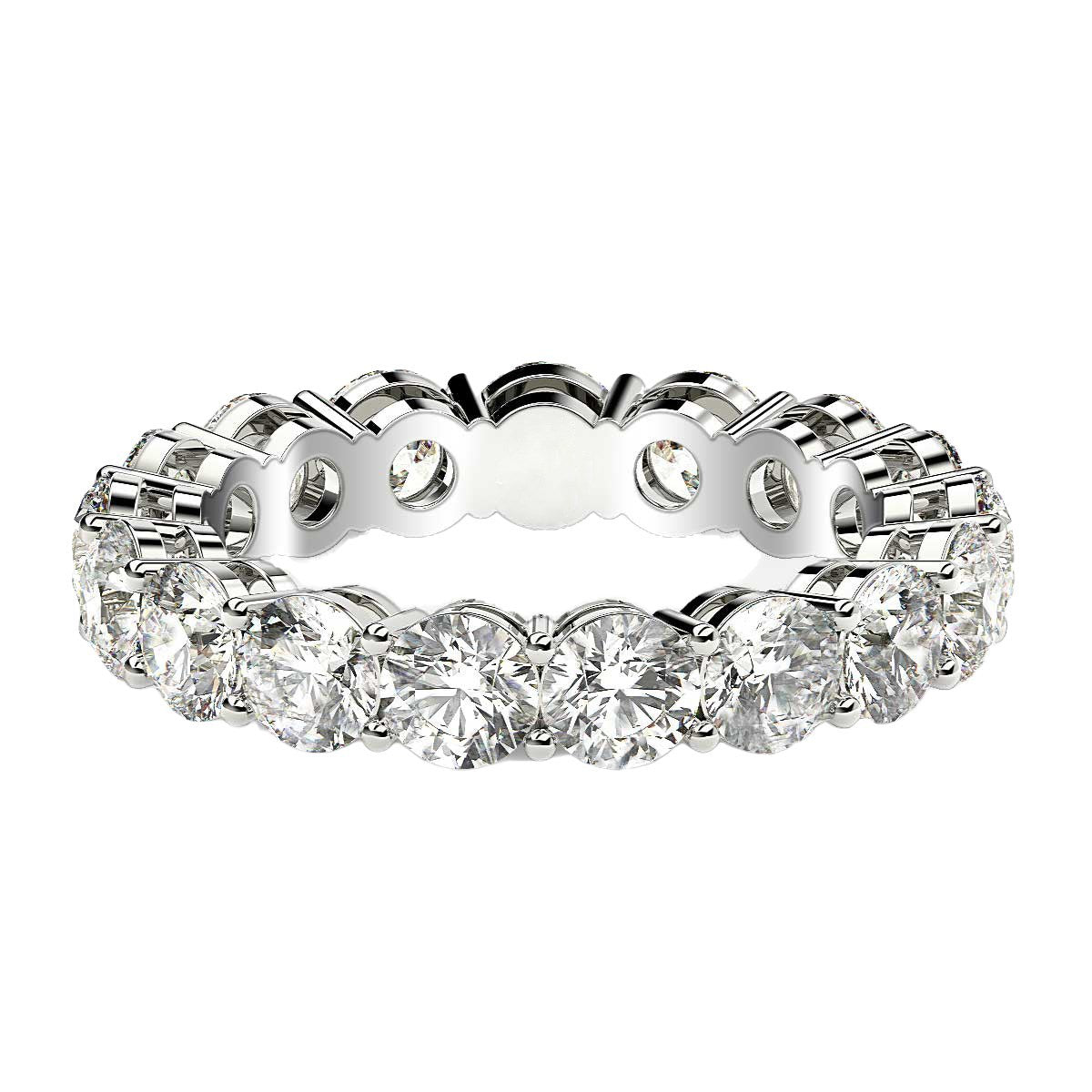 Round Cut Lab Grown Diamond Eternity Ring in 14k White Gold (3 cttw FG/VS2) RCJ Rings CELESTIA LUXE JEWELLERS