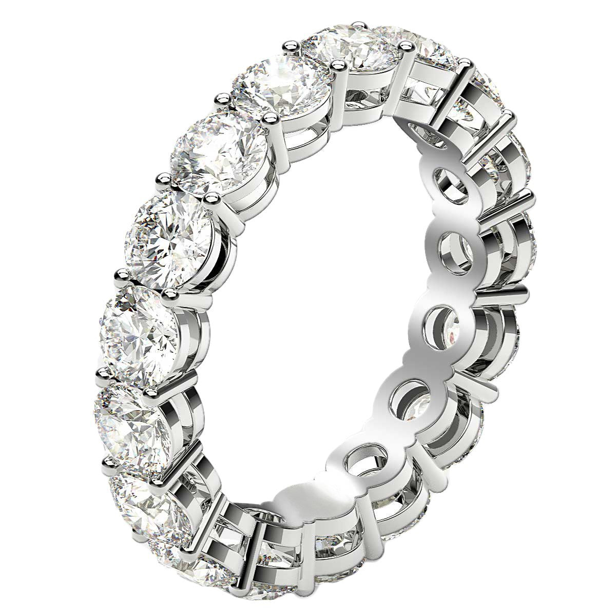 Round Cut Lab Grown Diamond Eternity Ring in 14k White Gold (3 cttw FG/VS2) RCJ Rings CELESTIA LUXE JEWELLERS
